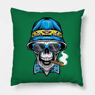 Smoking Skull Funny Pillow