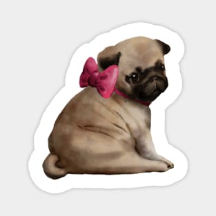 cute pug with bow Magnet