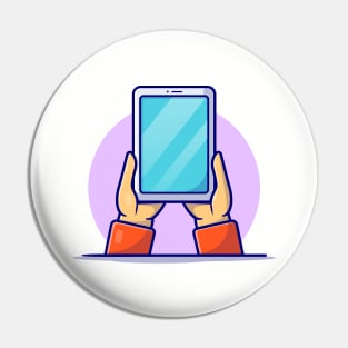 Hand Holding Tablet Cartoon Vector Icon Illustration (2) Pin