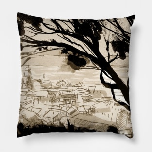 Landscape with foreground trees Pillow