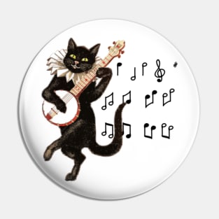 Black Cat and Music Dancing Tshirt Pin