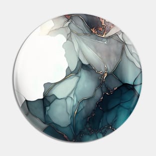 Copper and Turquoise Fusion - Abstract Alcohol Ink Resin Art Pin