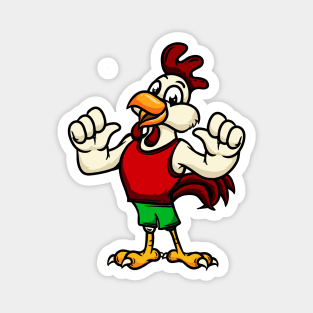 Cute Anthropomorphic Human-like Cartoon Character Rooster in Clothes Magnet