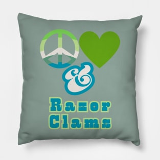 Peace, Love & Razor Clams - Pacific Northwest Style Groovy Retro Mossy Colors Pillow