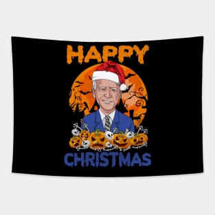 Funny Joe Biden Halloween Happy Christmas Santa Hat Tapestry