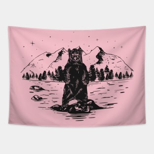 Grizzly bear in the middle of the river Tapestry