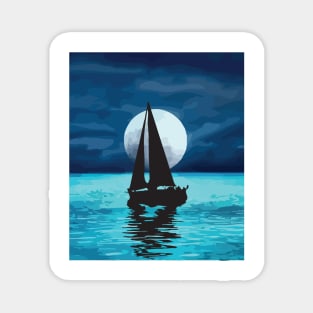 Sail Boat Sunset Over The Sea Magnet