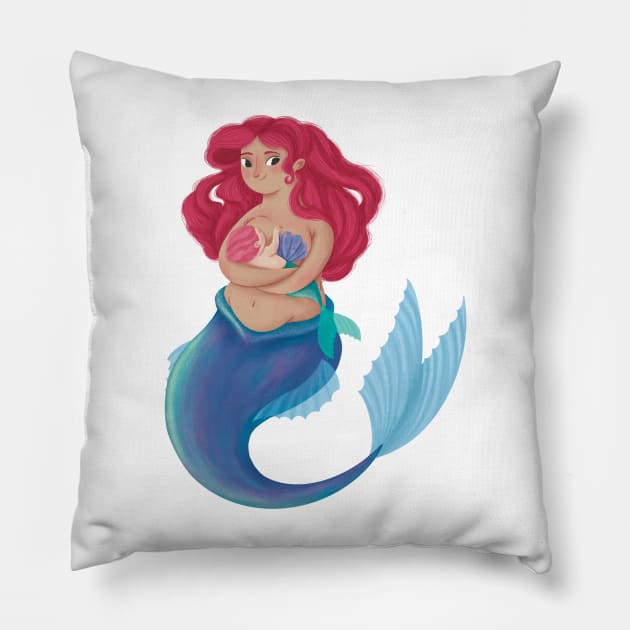 Mermaid Mama Pillow by Emma Wiklund Art