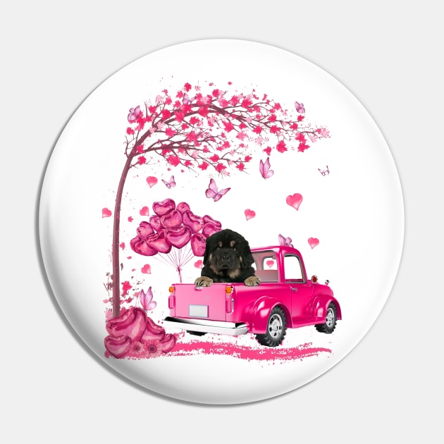 Valentine's Day Love Pickup Truck Tibetan Mastiff Pin by Vintage White Rose Bouquets