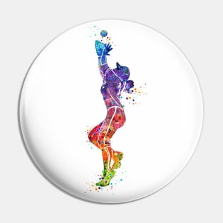 Girl Baseball Catcher Watercolor Pin