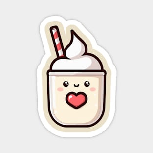 Kawaii Vanilla Ice Cream Holding a Red Heart | Cute Kawaii Food Art for Kawaii Lovers Magnet