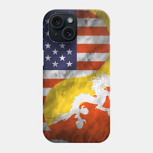 USA and Bhutan Dual Flag Yin Yang Combination Phone Case