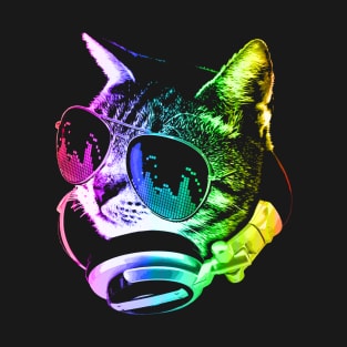 Rainbow Music Cat T-Shirt