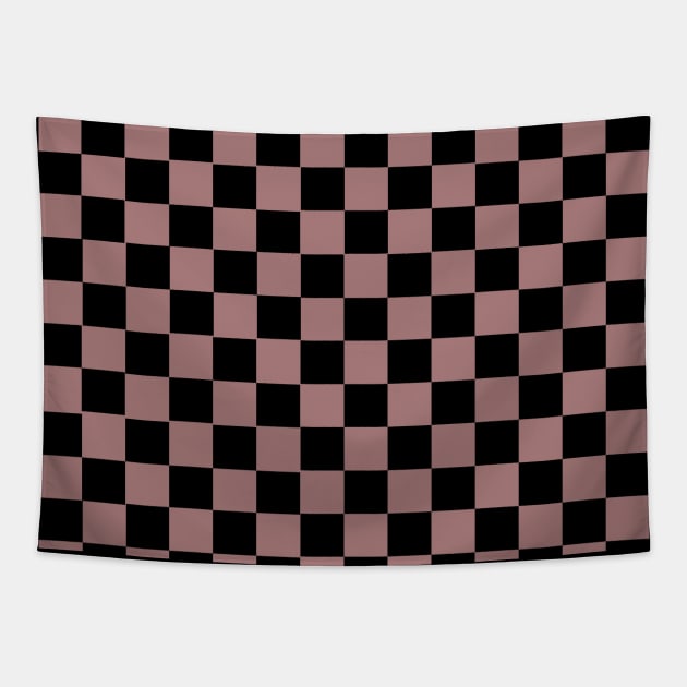 Black and Pink Glitter Checkered Pattern Tapestry by TheWildOrchid