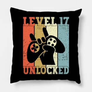 Level 17 Unlocked Video Gamer 17 Years Old 17th Birthday Level Unlocked Pillow