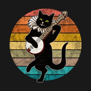 Vintage Cat Playing Banjo T-Shirt