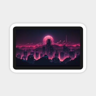 Synthwave City By Night Magnet