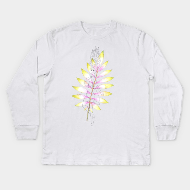 Dancing Girl And Leaf Watercolor Painting Kinder Long Sleeve T