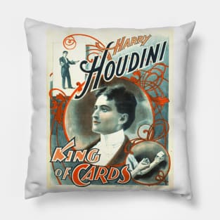 Harry Houdini - King of Cards: Vintage Poster Design Pillow