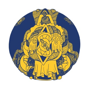 Navy Gold Circle of Ornament T-Shirt