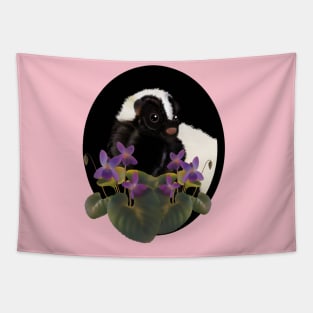 Skunk & Pansies Tapestry