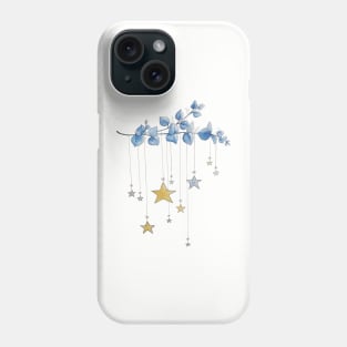 Watercolor Eucalyptus Branch and Stars Phone Case