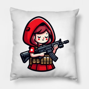 Tactical Little Red Riding Hood Adventure Tee: Where Fairytales Meet Bold Style Pillow