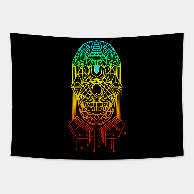 Electronic skull cyclop Tapestry by Logard