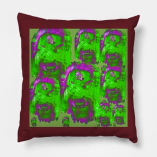 Neon green faces Pillow