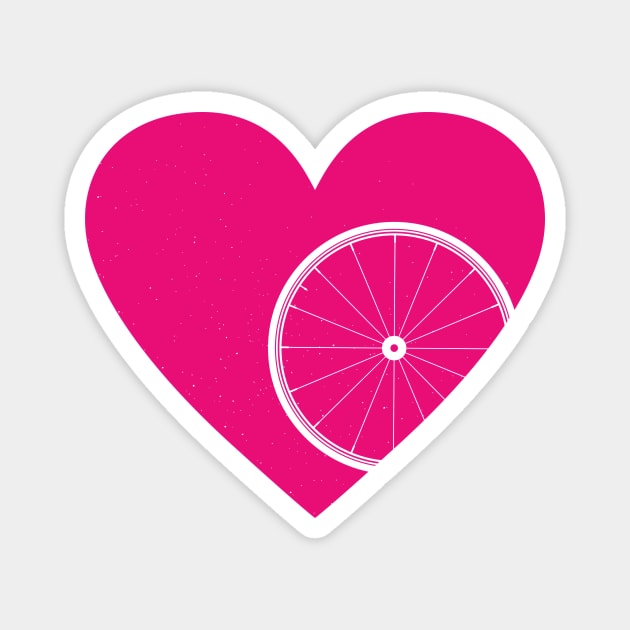 Heart with Road Bike Wheel for Cycling Lovers Magnet by NeddyBetty