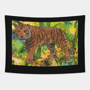 Tiger in Fantasy Jungle Tapestry