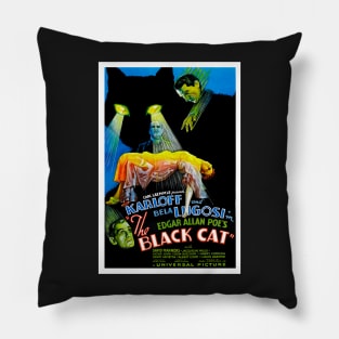 Completely Retouched The Black Cat Movie Poster from 1934 Pillow