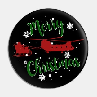 CH-47 Chinook Pulling Santa Merry Christmas Pin