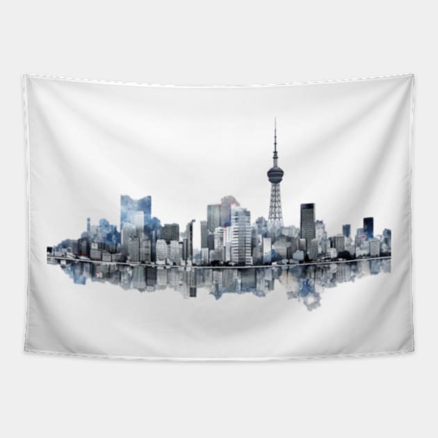 Tokyo Skyline Tapestry by Crazy Kitsune