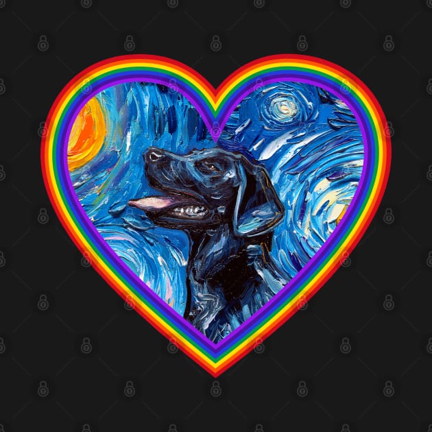 Black Labrador in a Rainbow Heart by sagittariusgallery