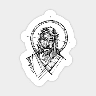 Jesus Christ Face at his Passion illustration Magnet