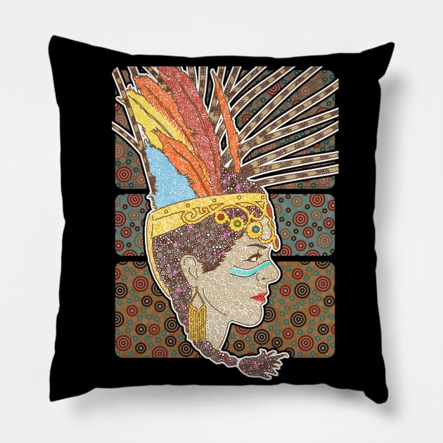 Aztec Warrior Circle Design Pillow by pbdotman