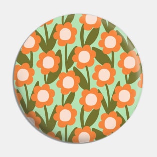 Minimal daisy flower pattern in green and orange Pin