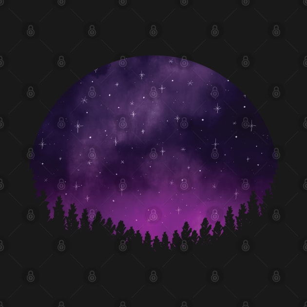 Stars in Space Over Forest (purple) by designminds1