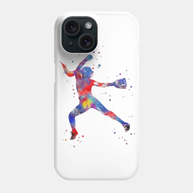 Girl softball player Phone Case by RosaliArt