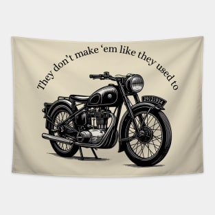 Vintage Motorcycle They Don't Make 'Em Like They Used To Black Work Ink Minimalist Tapestry