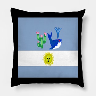 Sporty Argentina Design on Black Background Pillow