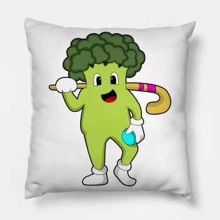 Broccoli at Hockey with Hockey bat Pillow