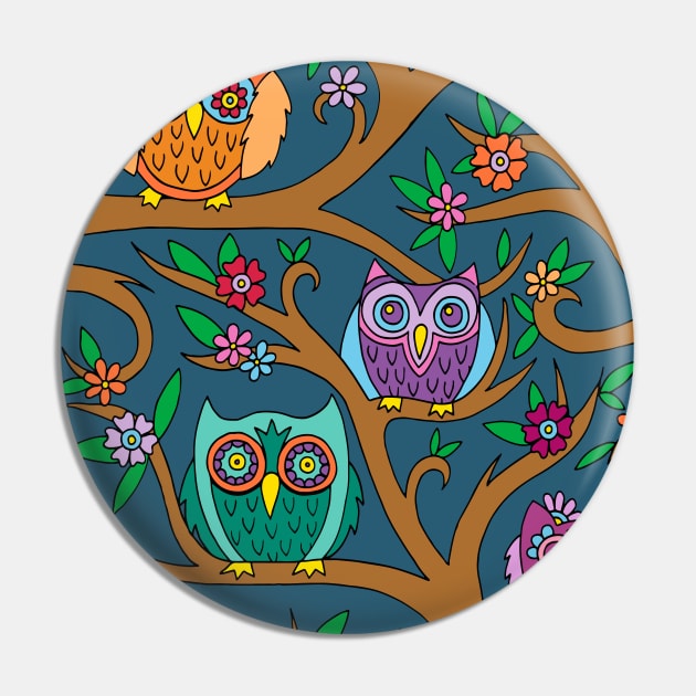 Night Owls Pin by HLeslie Design