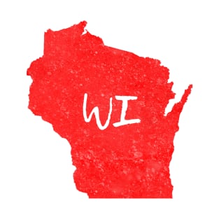 Wisconsin WI State Red Silhouette T-Shirt