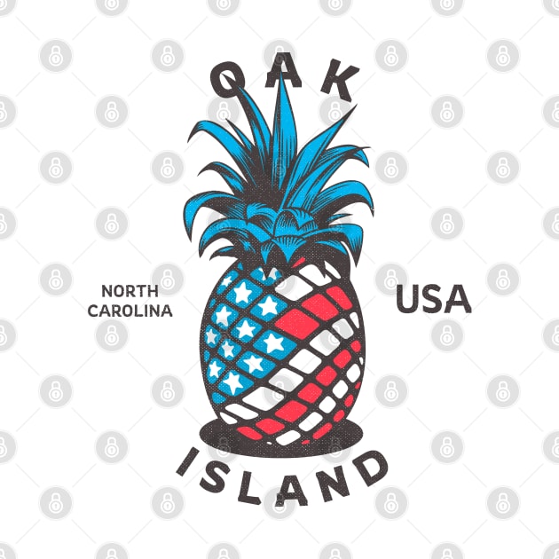 Oak Island, NC Summertime Vacationing Patriotic Pineapple by Contentarama
