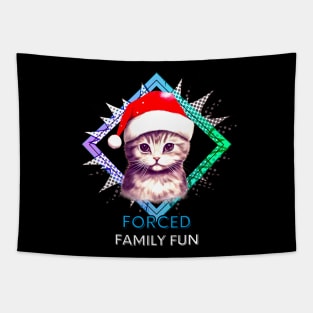 Forced Family Fun Christmas Cat Tapestry