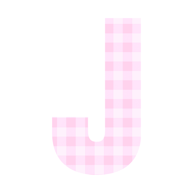 Pink Letter J in Plaid Pattern Background. by BloomingDiaries