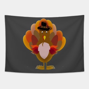 Turkey Face & Running Pilgrim Trot Funny Gift Tapestry