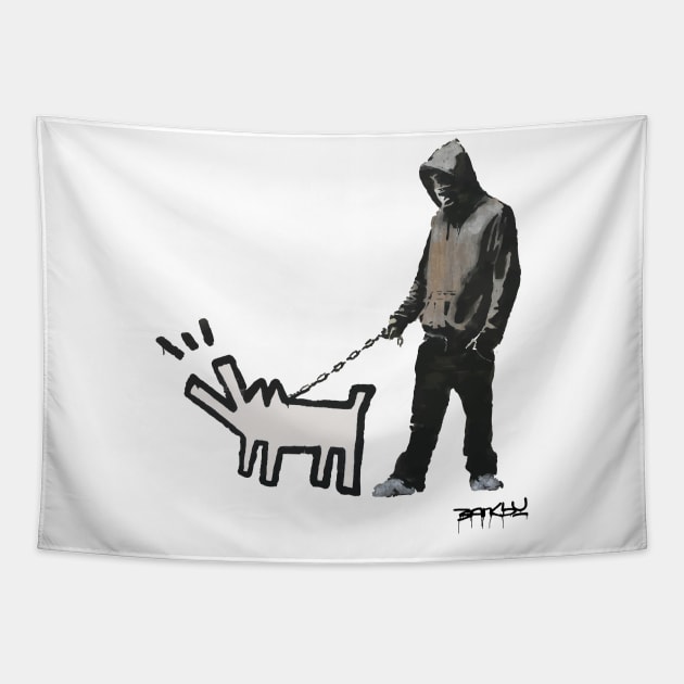 BANKSY Haring Dog Tapestry by inkstyl